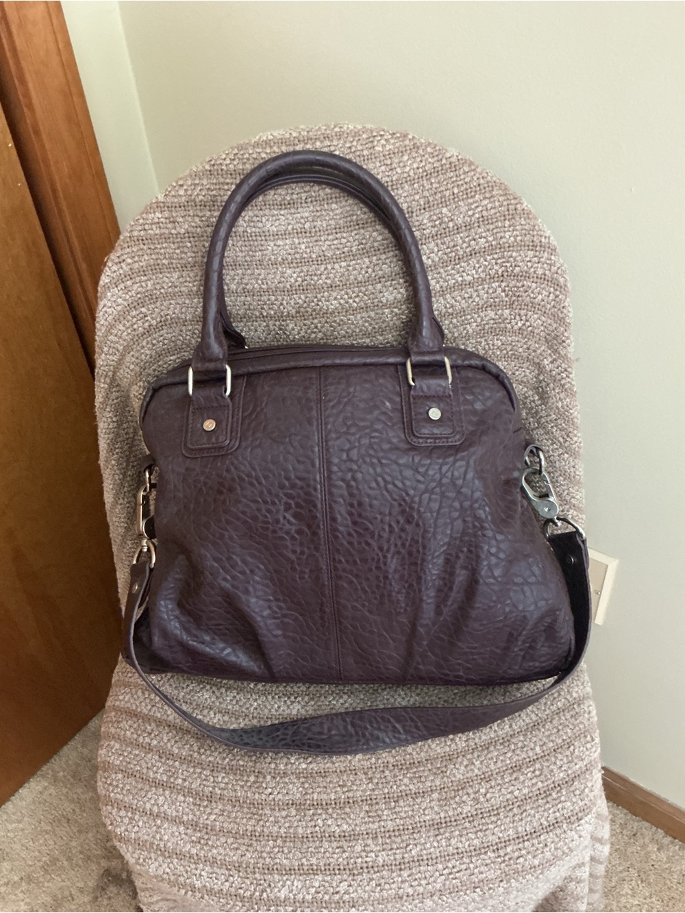 thirty-one Dark Brown Textured Leather Satchel